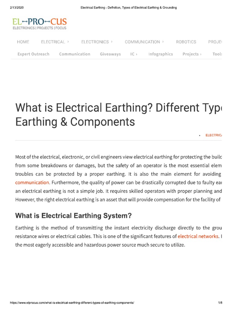 Electrical Earthing Definition, Types of Electrical Earthing