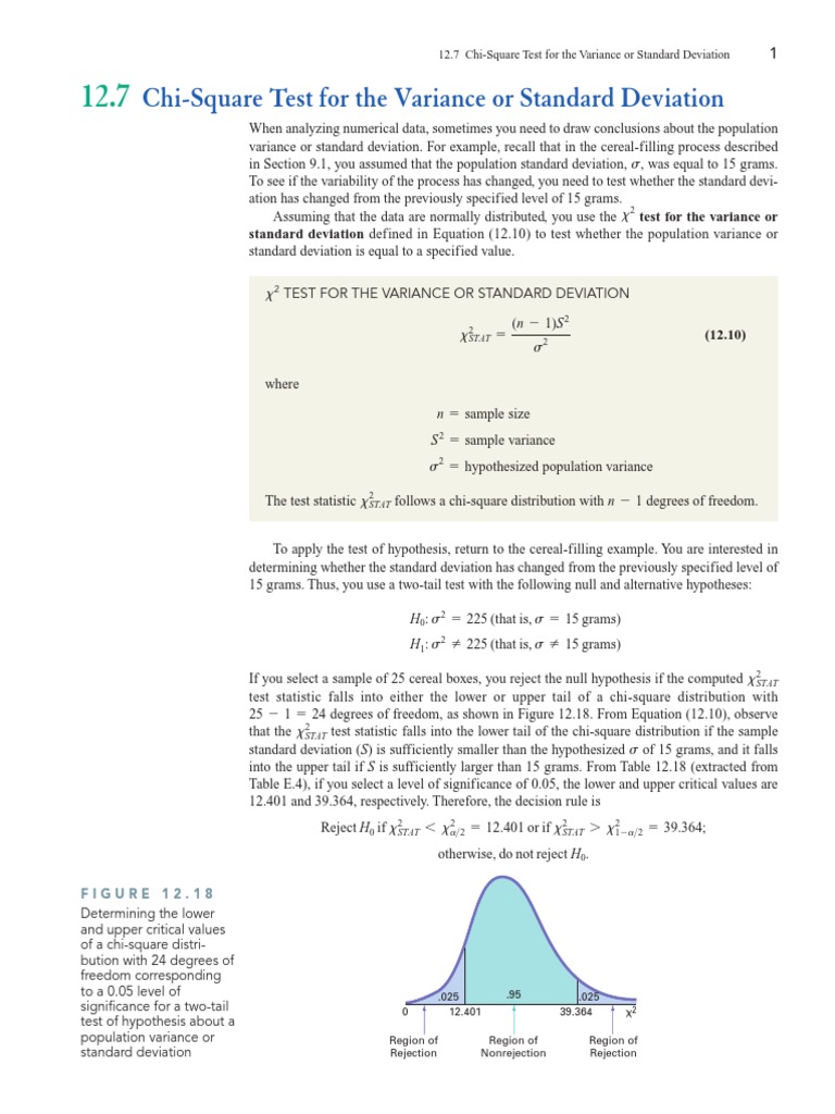 Chi-Square Test for Variance Analysis | PDF | Chi Squared Distribution ...