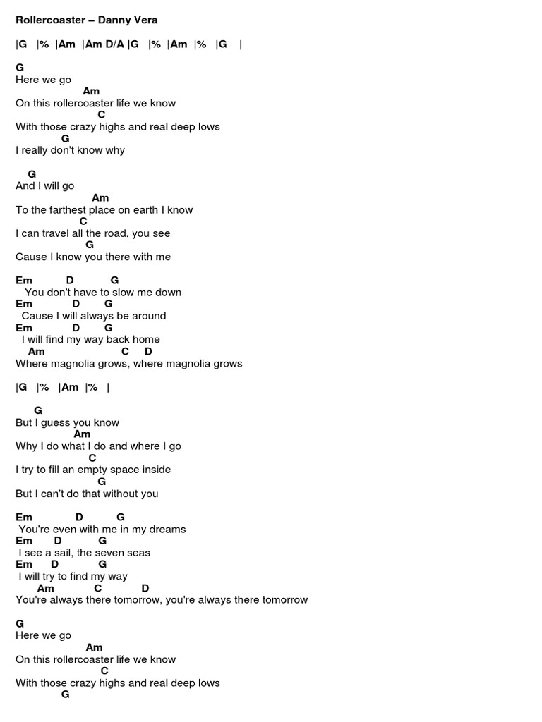 Rollercoaster Danny Vera Chords Pdf