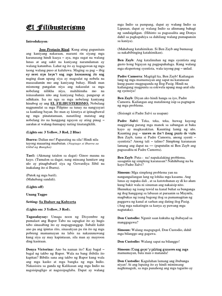 El Filibusterismo Script 1 | PDF