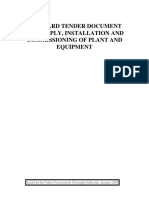 Supply Installation and Commissioning of Plant and Equipment