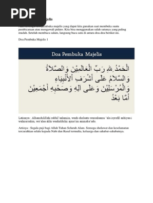 Doa Pembuka Penutup Majelis