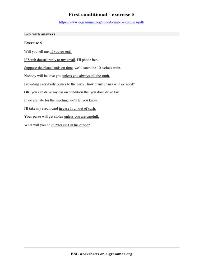 First Conditional Exercise with Answers | PDF
