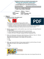 PSK Magelang SEKOLAH DASAR KRISTEN 1 Penilaian Akhir Semester I Tahun Pelajaran 2019/2020