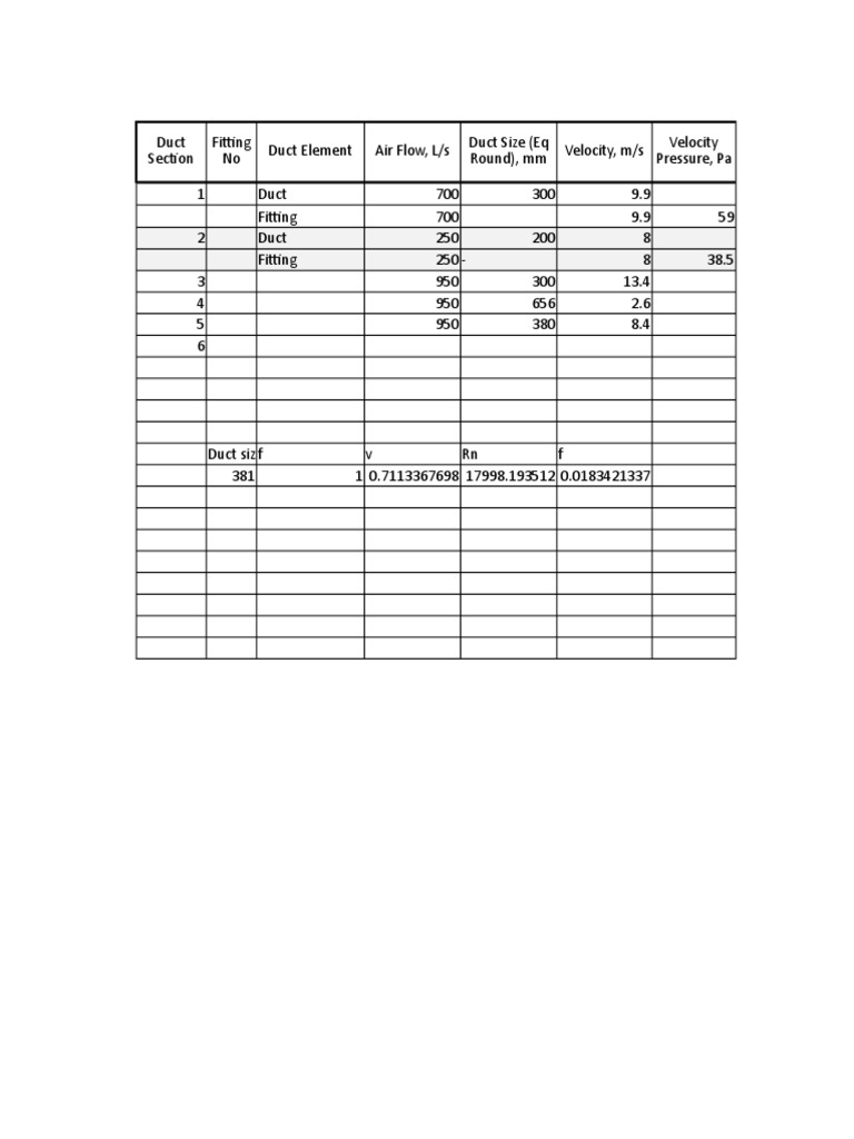 Duct Calculation Fan Blower PDF