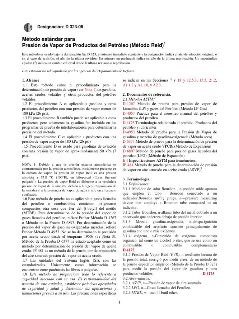 Astm D 323 06 PDF | PDF | Medida de presión | Presión