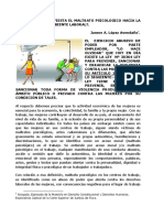 ¿Cómo Se Manifiesta El Maltrato Psicológico Hacia La Mujer en El Ambiente Laboral?. Por. Dr. Janner A. Lopez Avendaño.