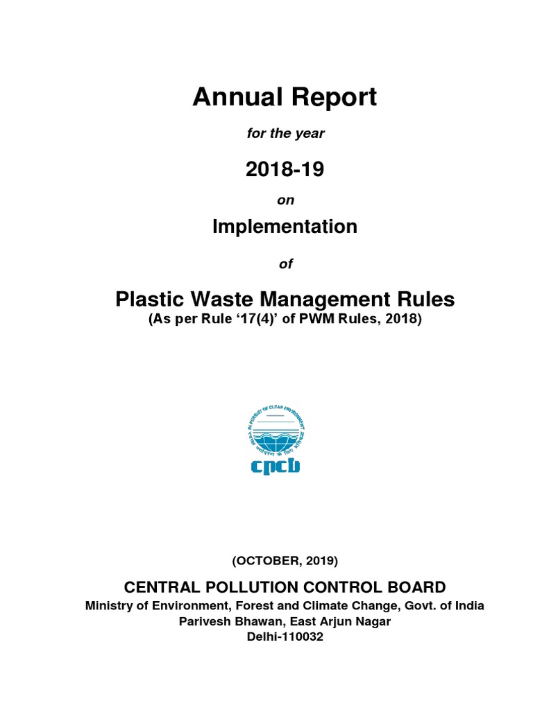 CPCB Annual Report on Plastic Waste 2018-19 | PDF | Amorphous Solid ...