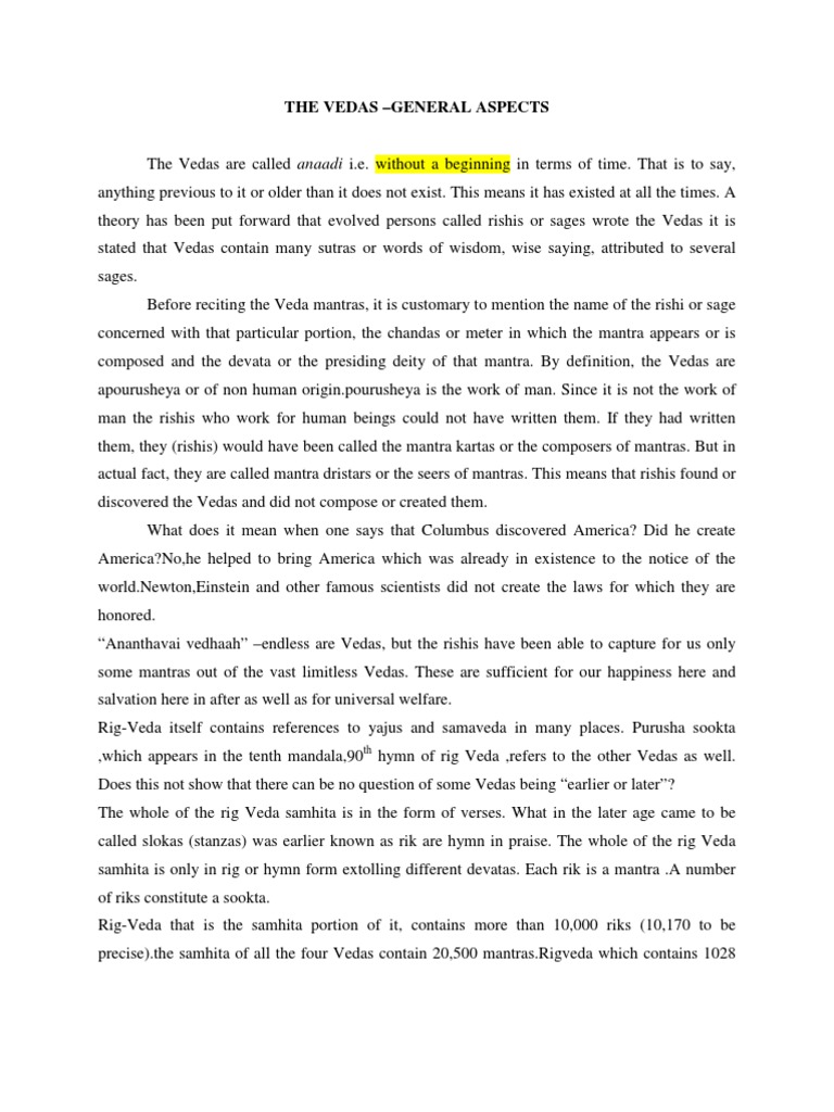 Overview of the Vedas and Their Significance | PDF | Vedas | Hindu ...