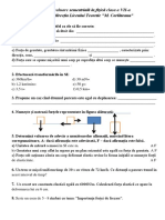 0 Test de Evaluare Semestriala La Fizica Clasa A VII