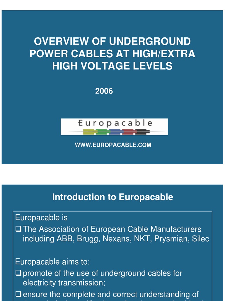 Euro Pa Cable Presentation Overview of EHV Cables | PDF