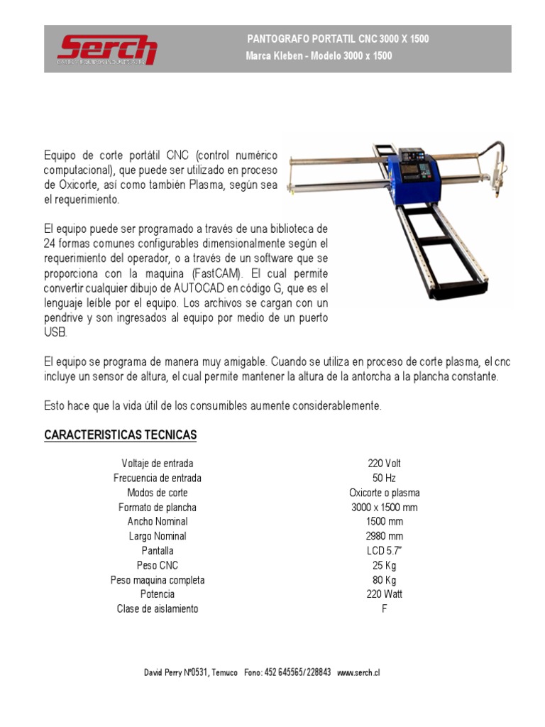 Cnc Portatil Kleben 1500 X 3000