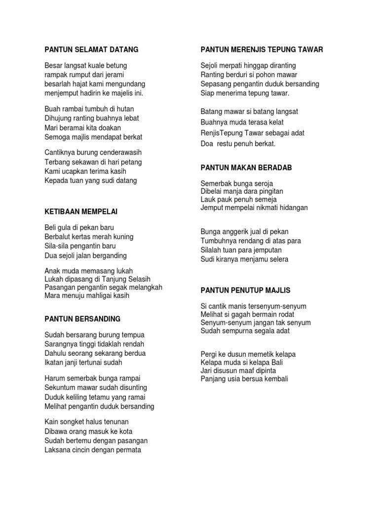 PANTUN SELAMAT DATANG Pengantin  PDF