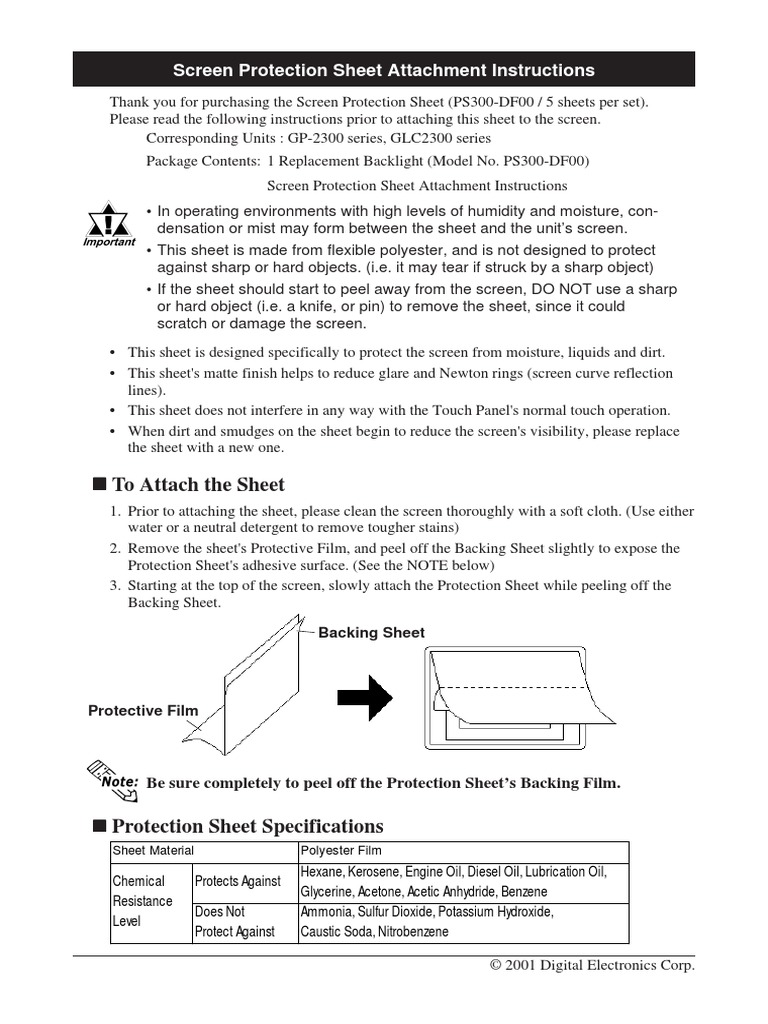 Screen Protection Sheet Installation Guide | PDF | Chemical Compounds ...
