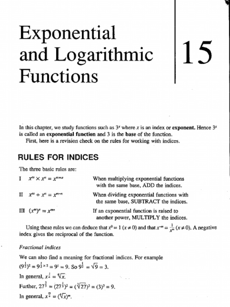 Exponent and Logarithm | PDF
