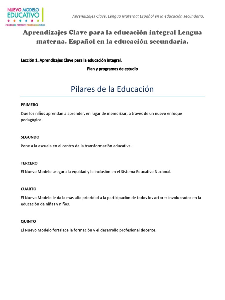 Curso Aprendizajes Clave Español Secundaria Contestado | PDF | Plan de  estudios | Educación primaria