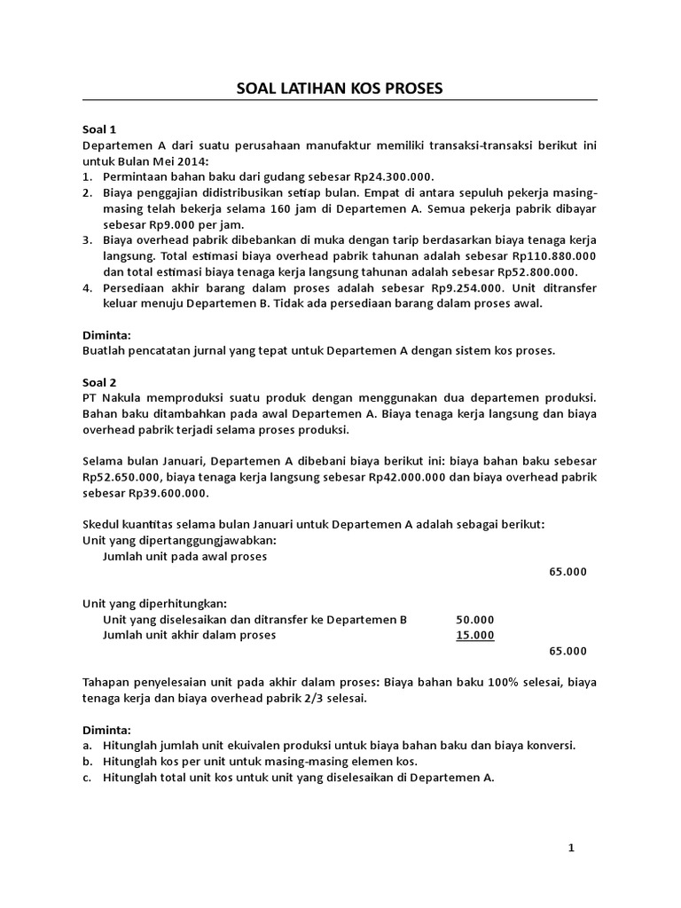 Soal Jawab Latihan Kos Proses