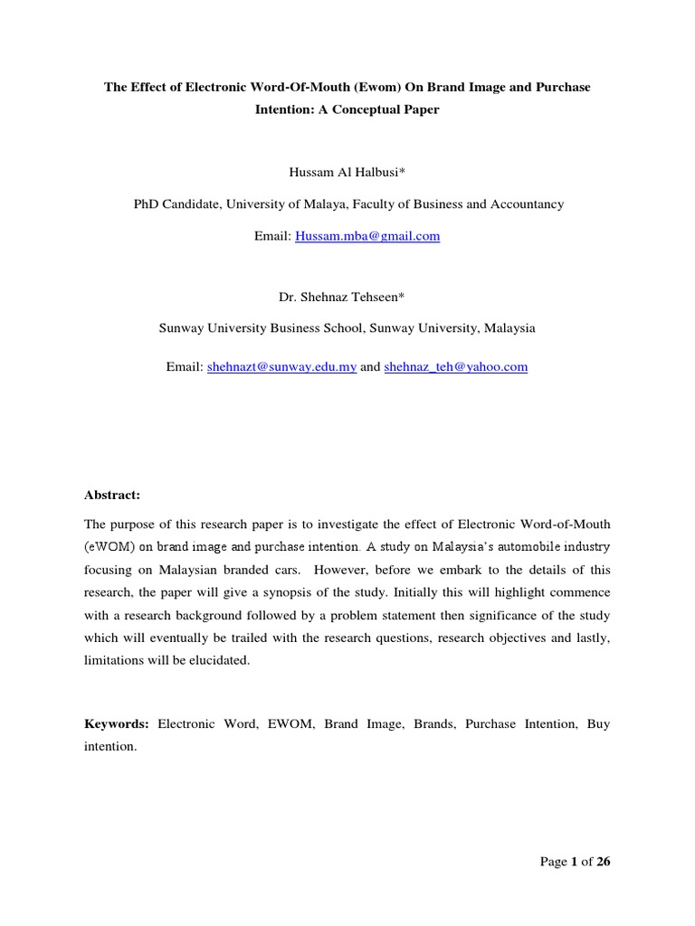eWOM's Impact on Malaysian Auto Brands | PDF | Brand | Marketing
