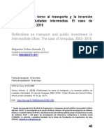 Reflexiones en Torno Al Transporte y La Inversión Publica en Ciudades Intermedias. El Caso de Arequipa, 2002-2016