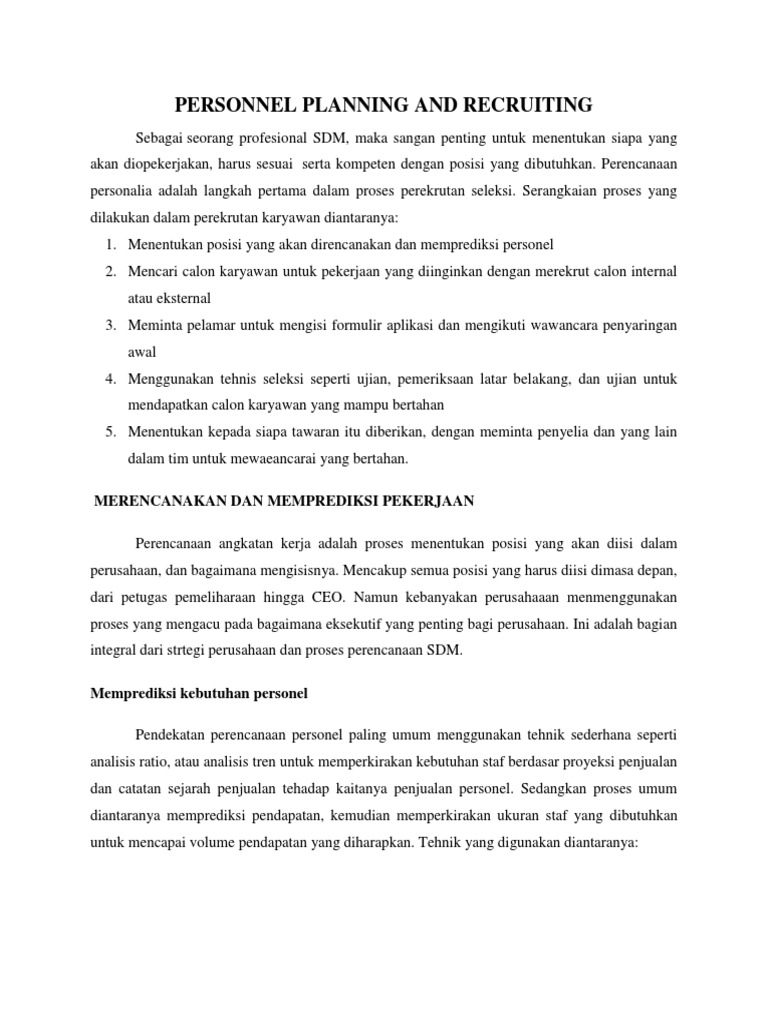 Personnel Planning And Recruiting PDF