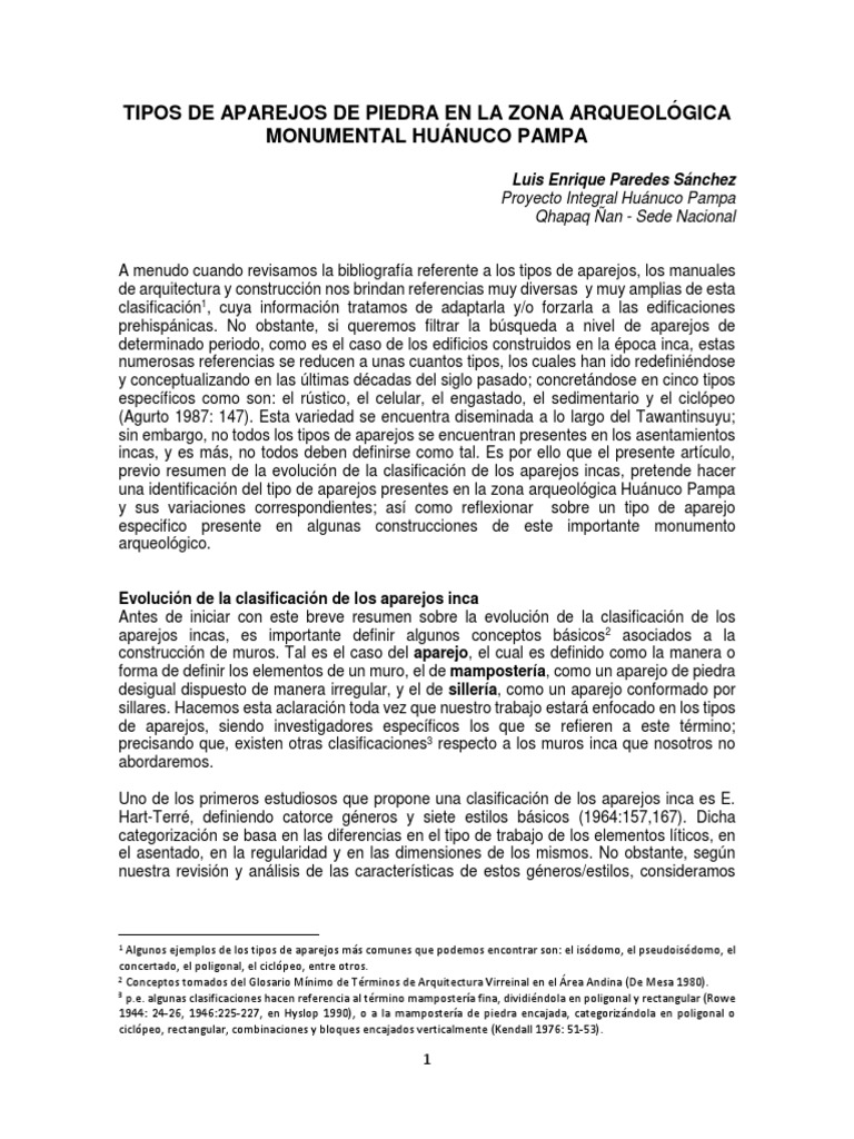 Tipos de Aparejos Inca en Huánuco Pampa | PDF | Imperio Inca | Lima