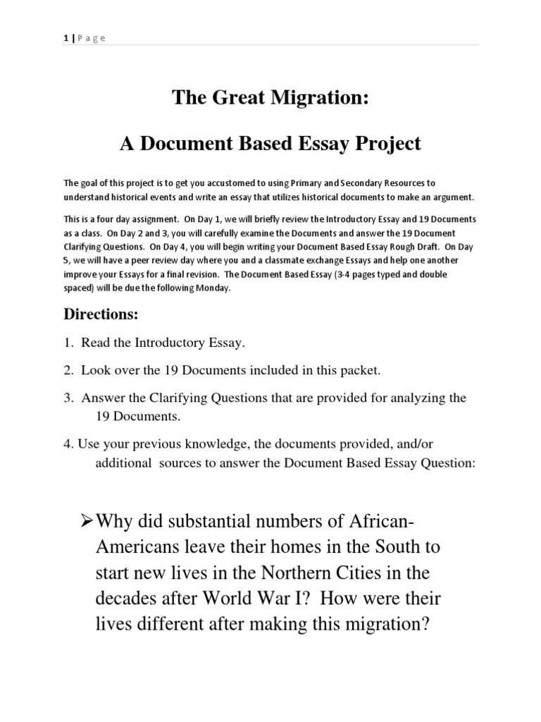 Migration project essay image