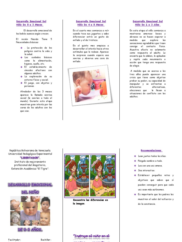 Andes Vigilancia Dardos Desarrollo Emocional Del Niño de 0 A 3 Meses | PDF | Adultos | Ciencias del  comportamiento