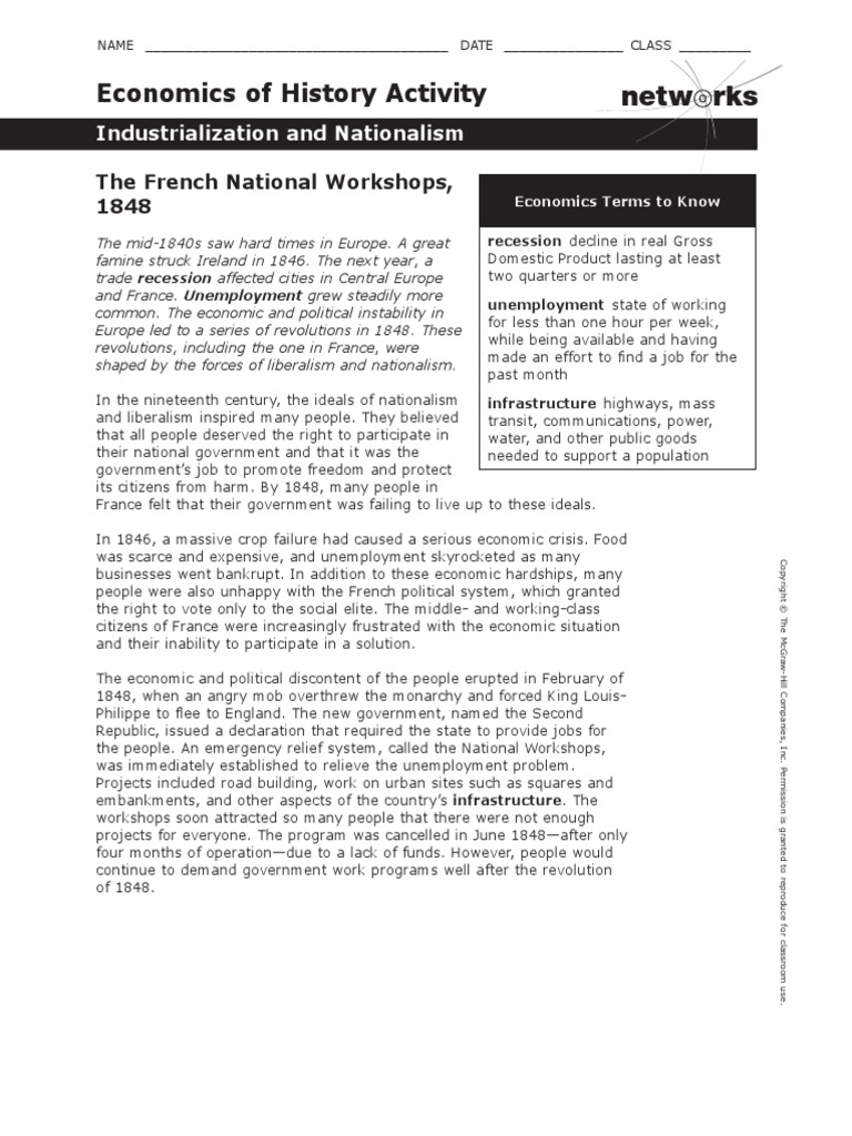 Photo inspiration: Fresh Look at Economics Of History Activity The French National Workshops 1848 Pdf