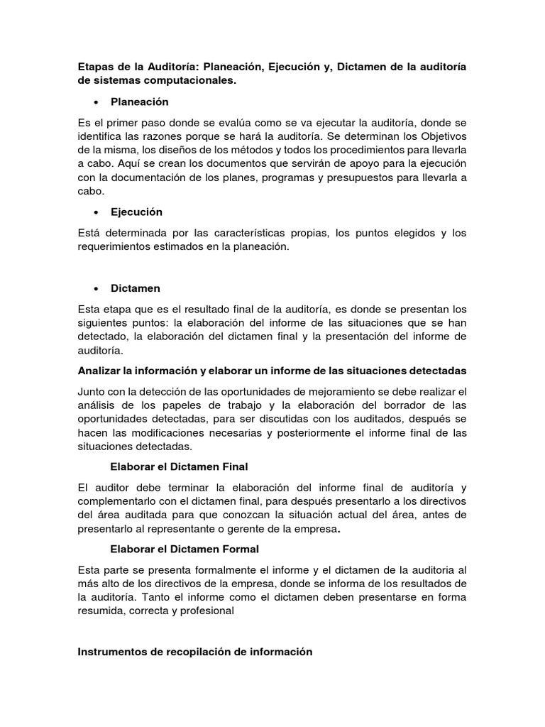Etapas de La Auditoría | PDF | Auditoría | Contralor
