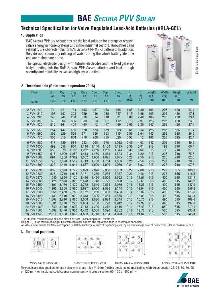 BAE PVV Cells en LQ 2016.06 | PDF | Rechargeable Battery | Vacuum Tube
