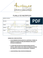 Ejemplo de Planilla de Inscripcion para Curso