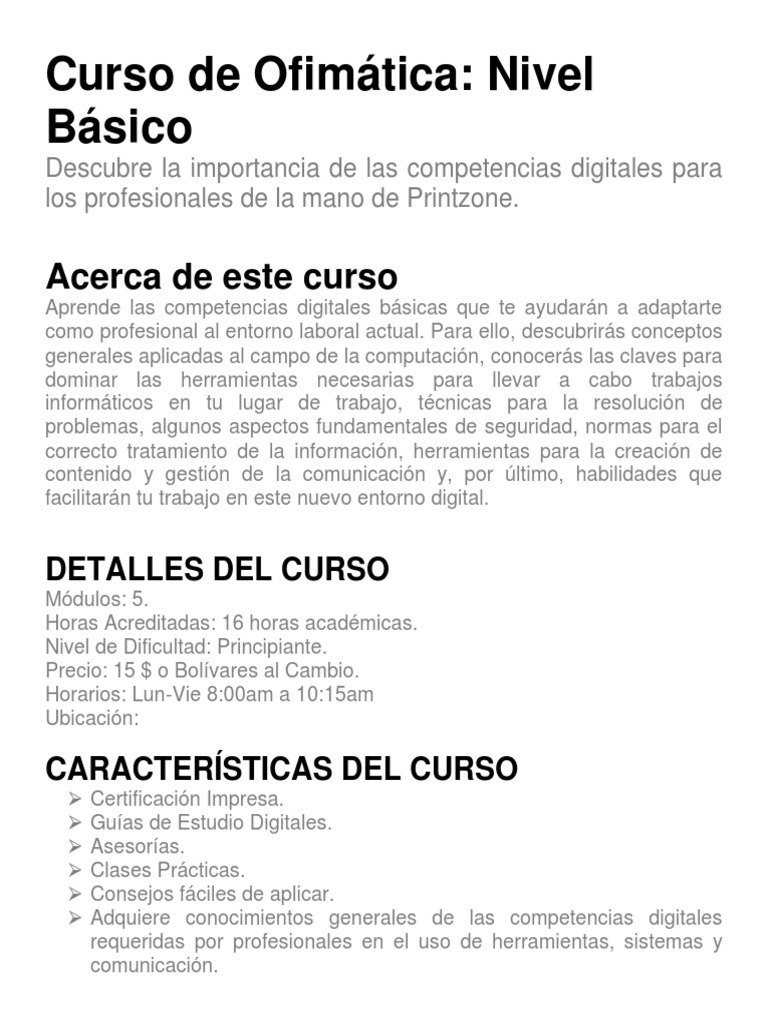 Curso Básico de Ofimática y Certificación | PDF | Internet | Informática