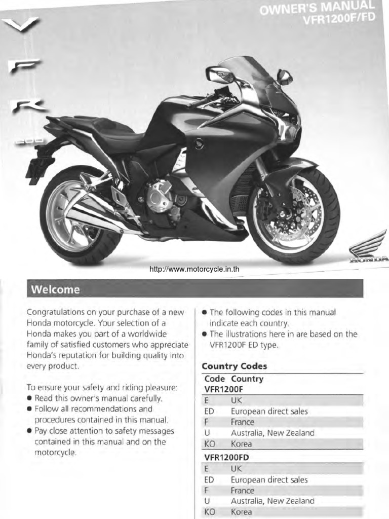 Honda-Vfr1200f-Owners-Manual Extended | PDF | Anti Lock Braking