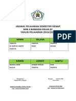 Jadwal Pelajaran Semester Genap Kelas 2C