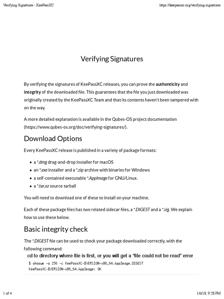 Verifying Signatures Keepassxc Pdf Information Technology