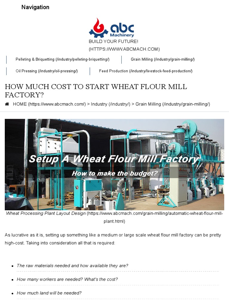 How Much Cost To Start Wheat Flour Mill Factory? How To Make Budget? PDF Factory Wheat