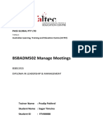 BSBADM502 Manage Meetings - Task 2 - Plan and Manage A Meeting (Part A, B & C)