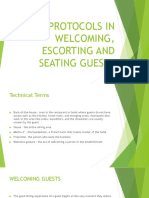 Protocols in Welcoming Escorting and Seating Guests
