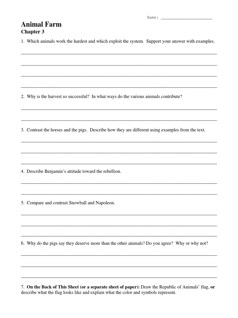 Animal Farm Chapter 3 Review Questions PDF