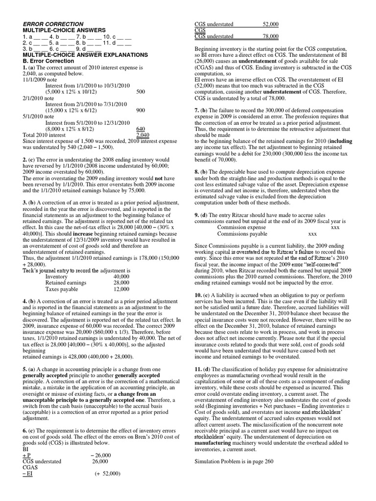 Accounting Error Correction Overview | PDF | Retained Earnings ...