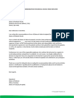 Letter of Recommendation For Medical School From Employer