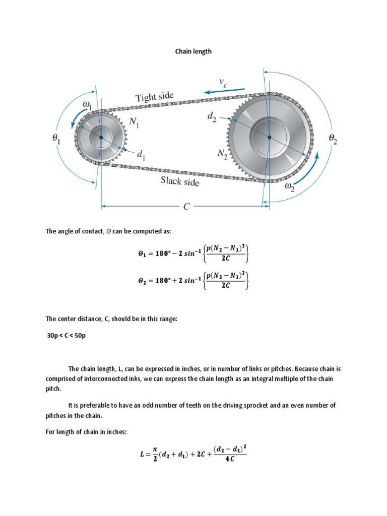 Chain Length and Drive Calculations | PDF | Belt (Mechanical) | Speed