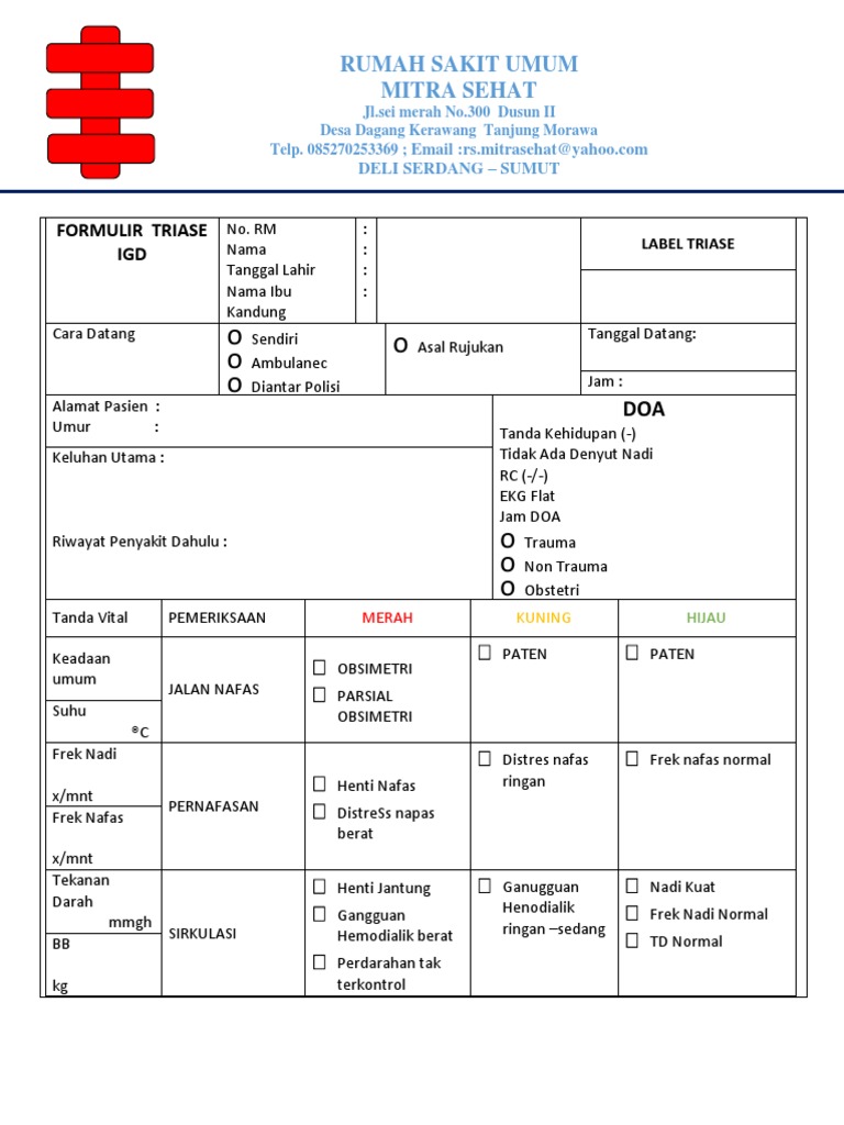 Formulir Triase Igd | PDF