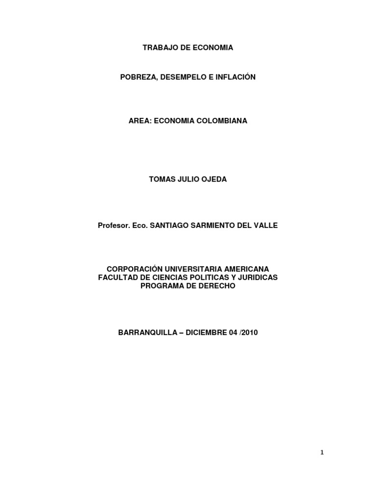 Pobreza, Desigualdad e Inflación en Colombia | PDF | Inflación | Pobreza