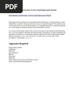 Determination of Field Density of Soil by Sand Replacement Method