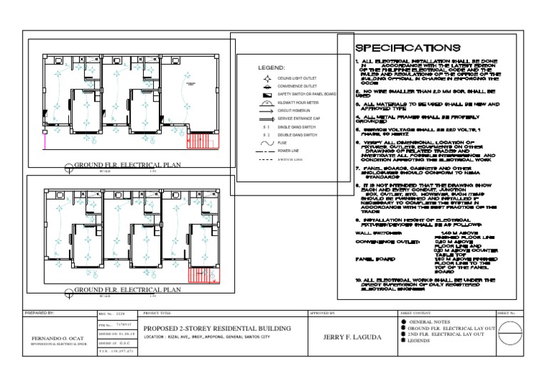E-1 Laguda - 2 Storey Residential Building | PDF | Electrical Equipment ...