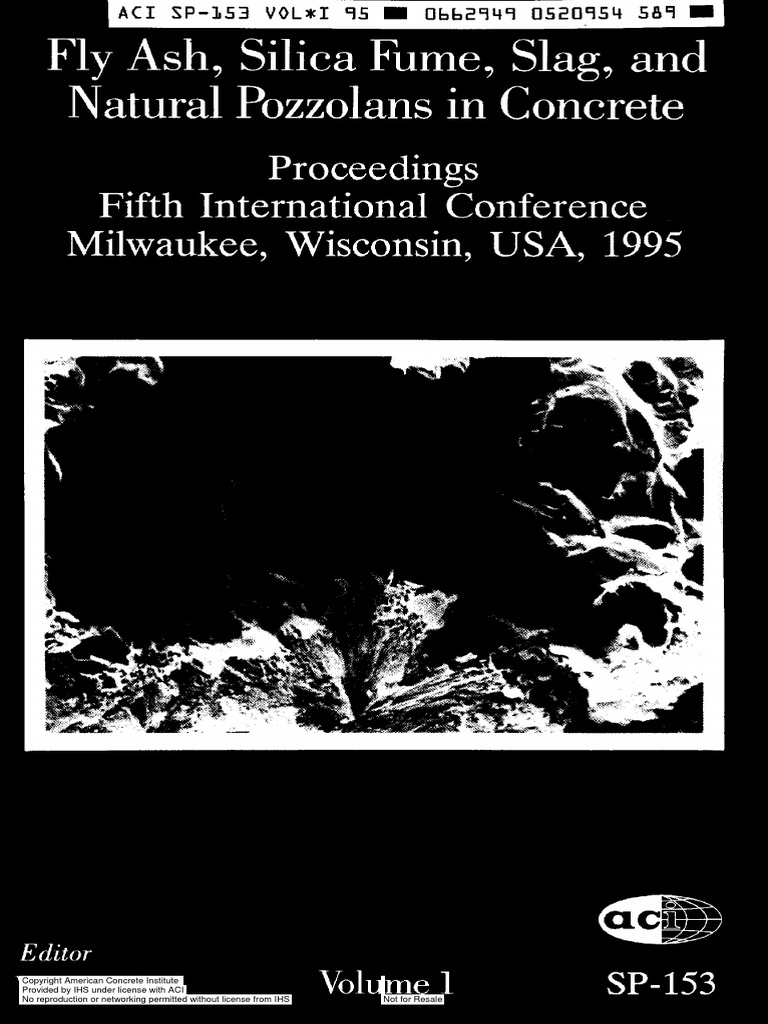 Aci Sp 153 Vol1 2 Book 1995 Fly Ash Concrete