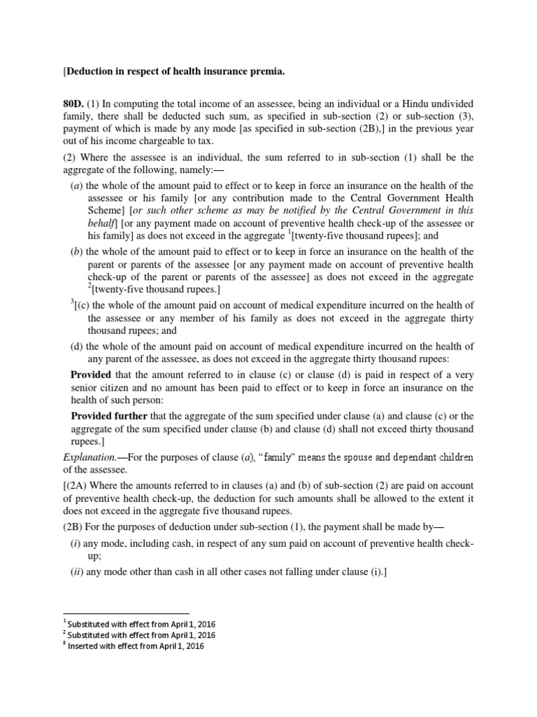 Deductions Available for Health Insurance Premiums and Medical