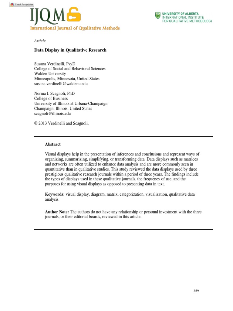 Visual Data Displays in Qualitative Research | PDF | Qualitative ...