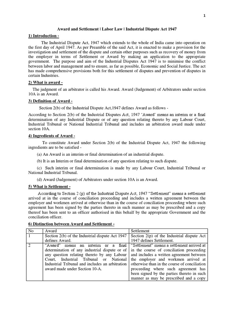 Labour Law Notes Pdf Layoff Arbitration
